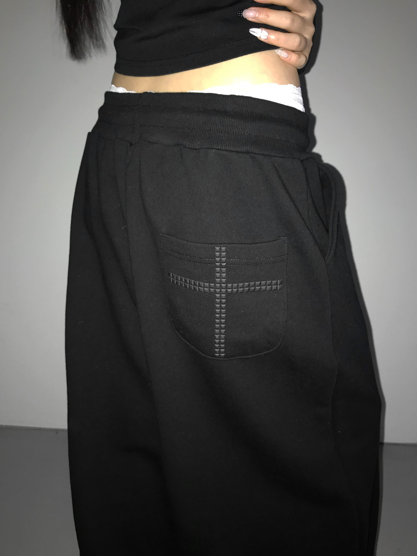 Cross Studded Cuffed Sweatpants
