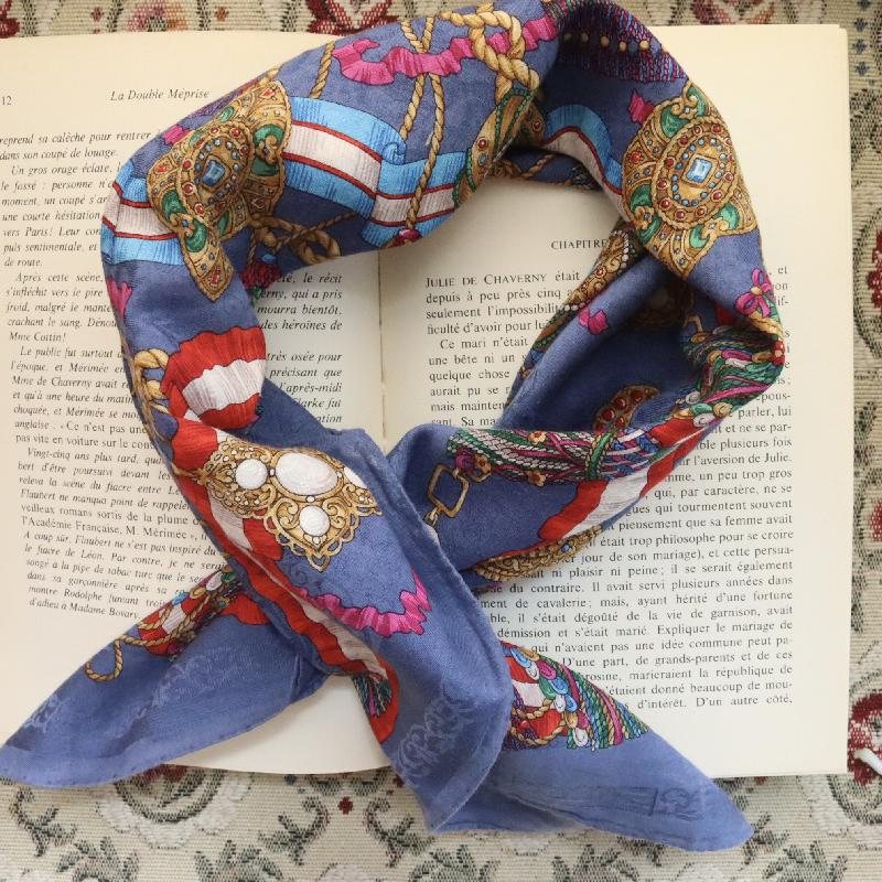 Vintage Céline Glamorous Jewelry Pattern of Brooches and Necklaces Scarf Neck Scarf/Head Scarf (MT1623-5)