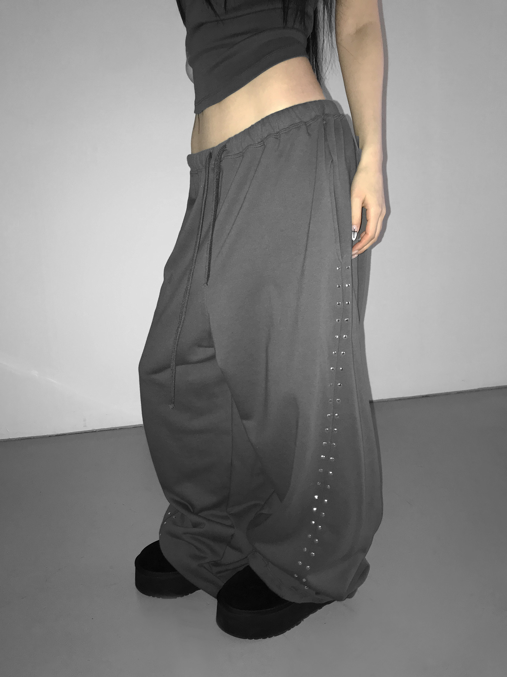 Studded Wide-Leg Sweatpants