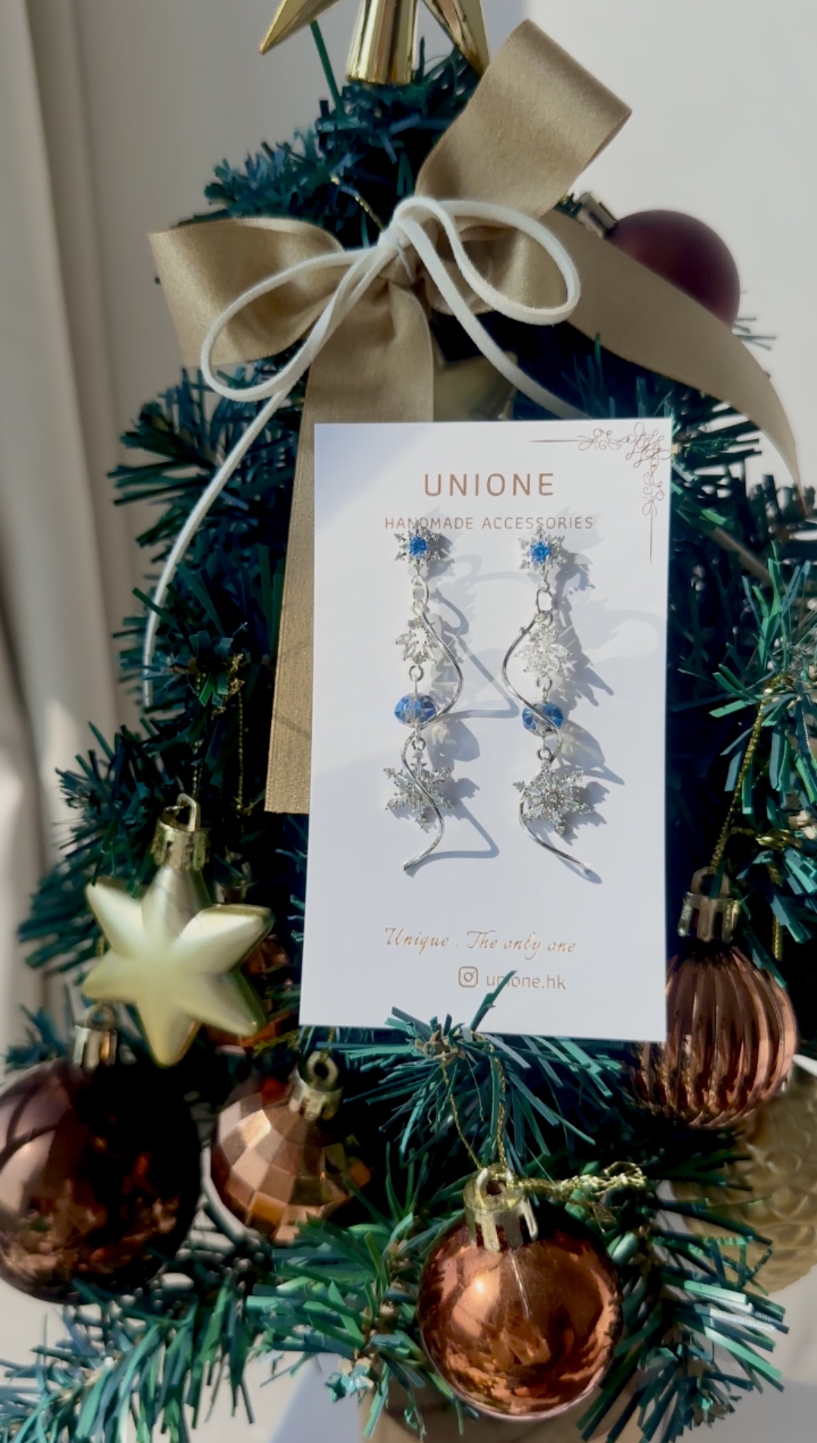 旋轉雪花鑽耳環(銀)❄️