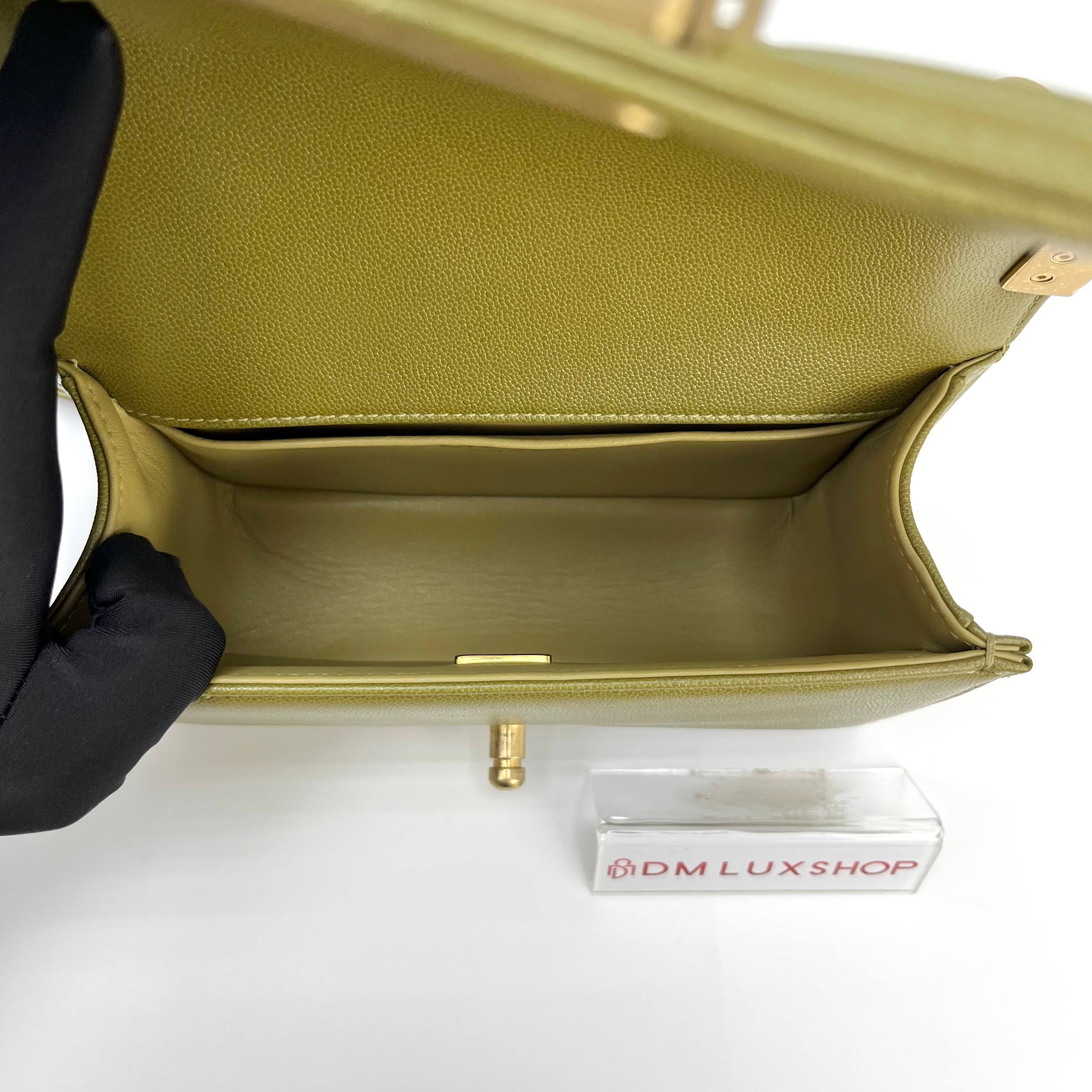 Chanel 22k Green Caviar Boy Small GHW (Microchip)