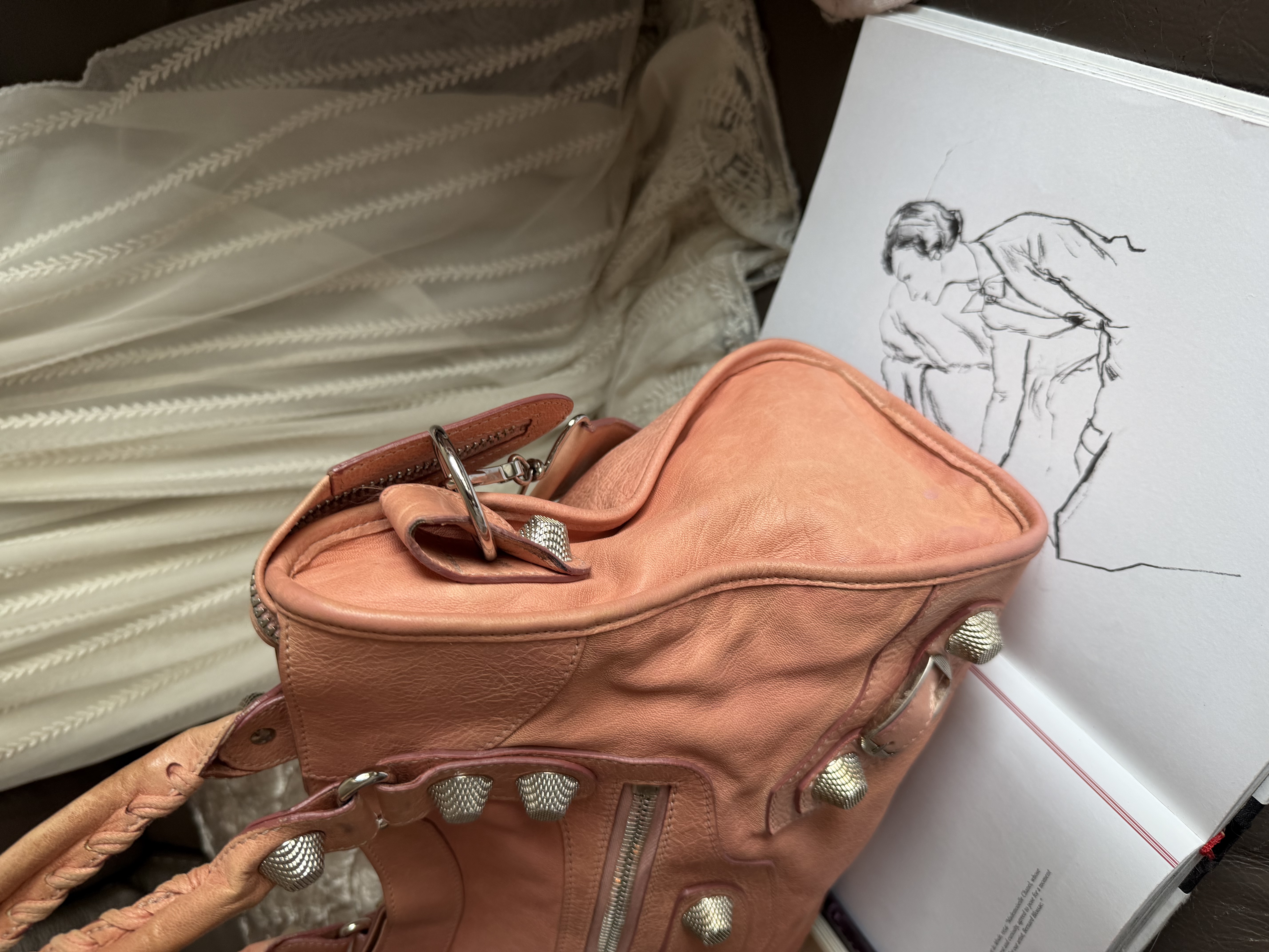 balenciaga Vieux Rose pink classic city giant 21 silver 銀大釘