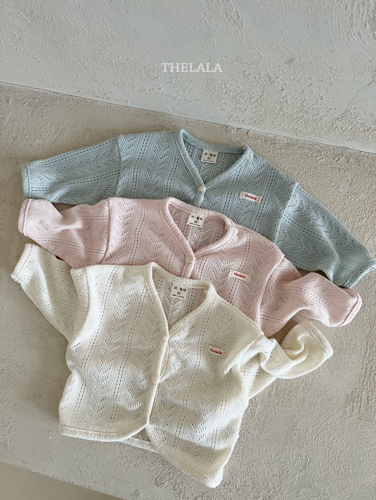 🌸預訂 韓國直送🌸🇰🇷THELALA三色輕薄標籤通花開襟外套