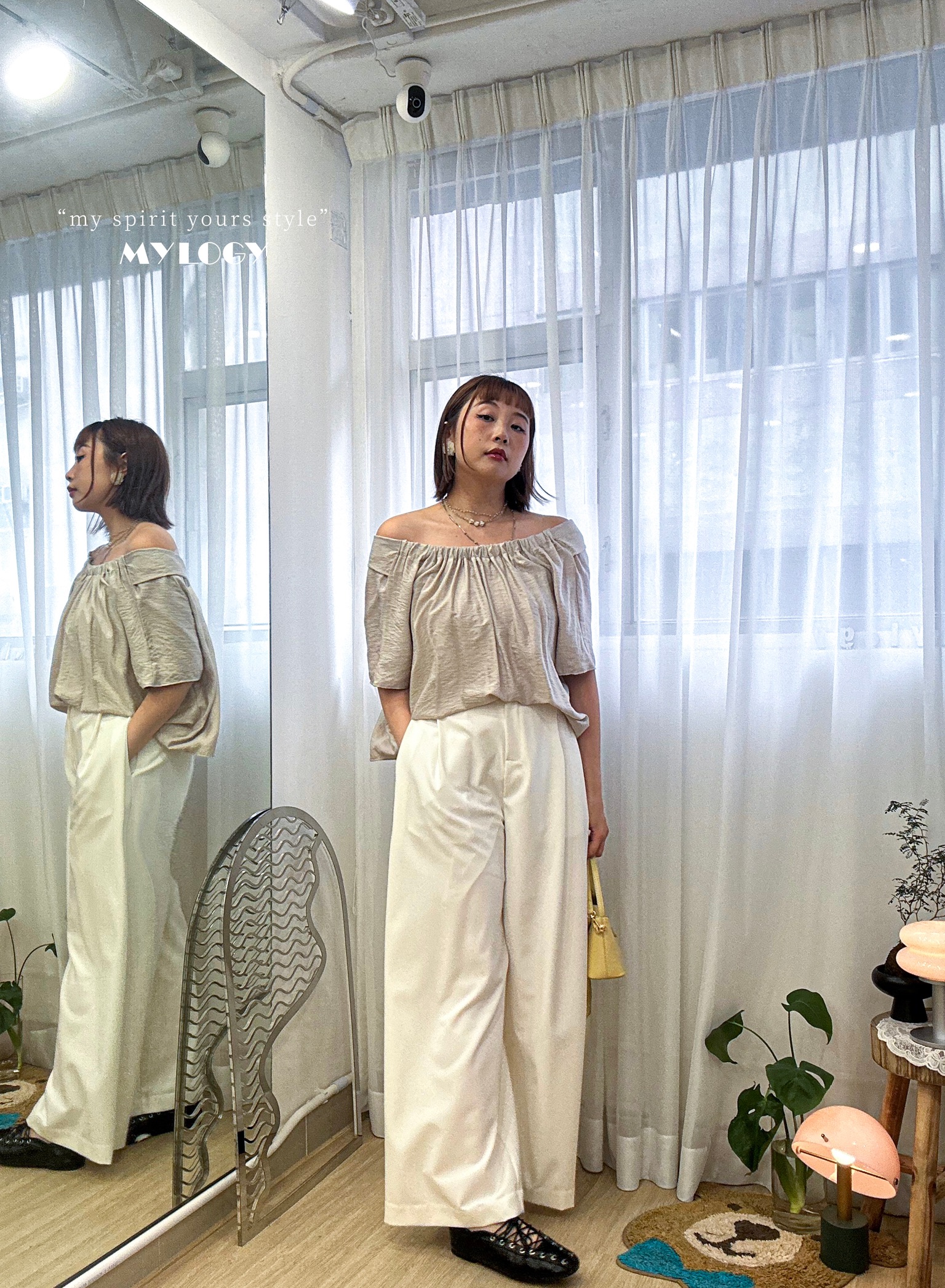 隨性的背影～ 3-ways後綁帶清爽襯衫 CK0010 - 杏色 Beige