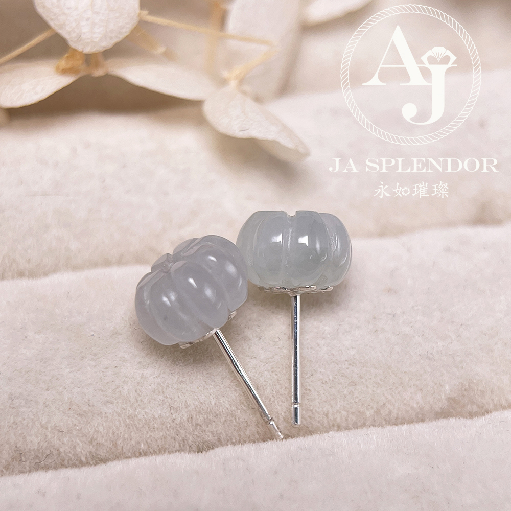 FBG26-H05 天然翡翠A玉 冰花綻放純銀耳釘