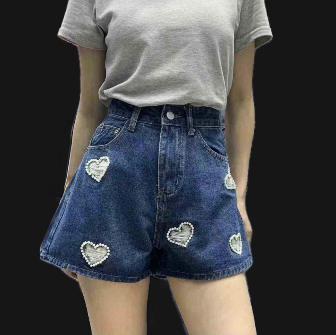 J211可爱心形短裤