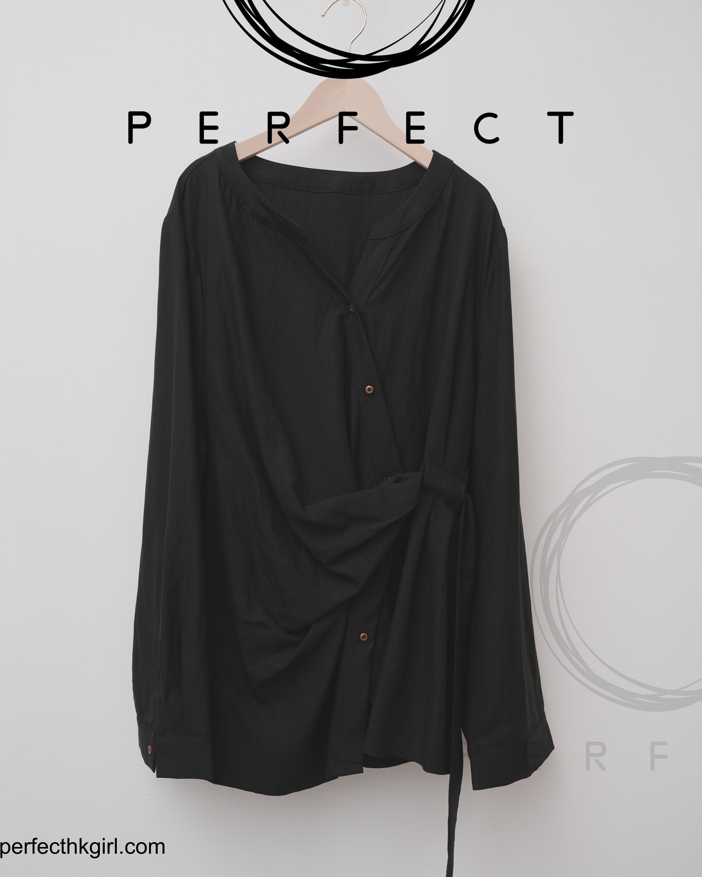 T0007_氣質自帶腰帶隨性上衣（顯瘦黑）