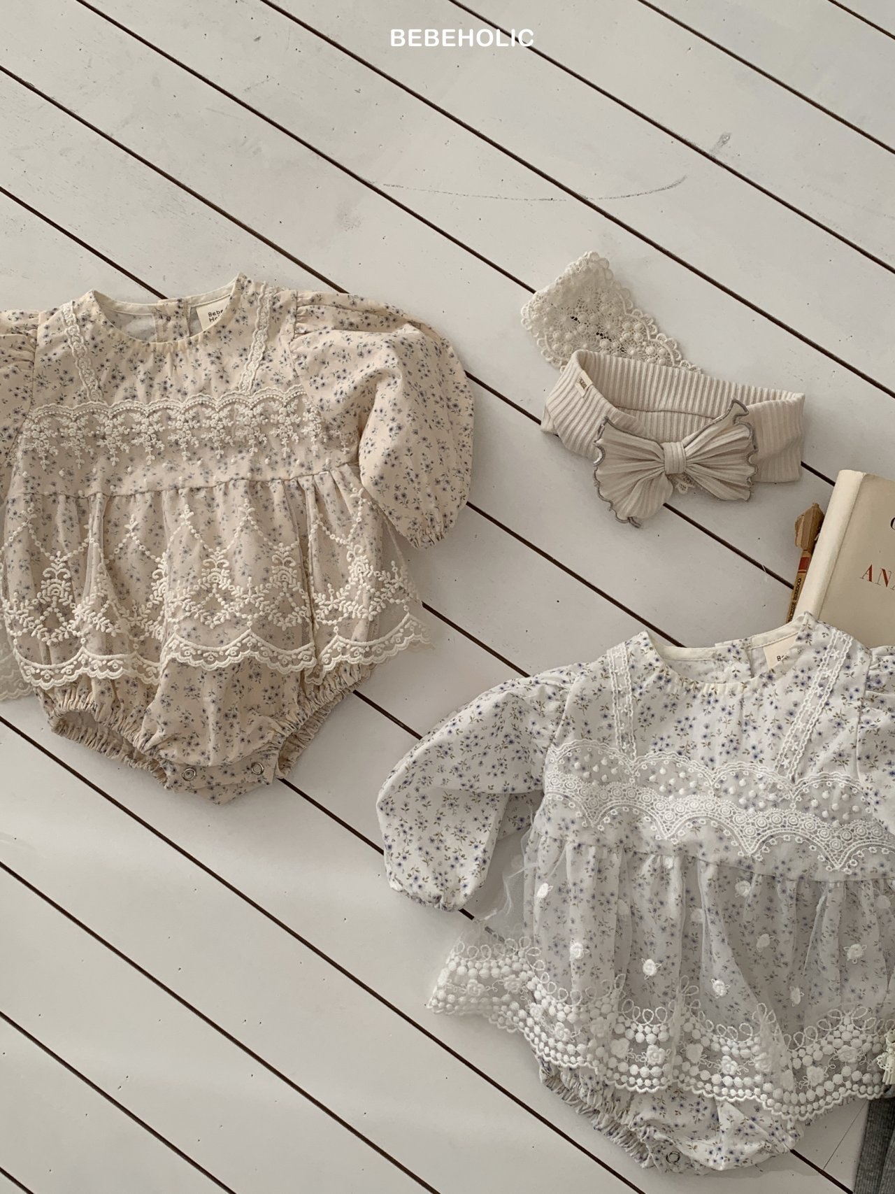 🌸預訂 韓國直送🌸🇰🇷BEBEHOLIC兩色碎花蕾薄紗長袖包屁裙