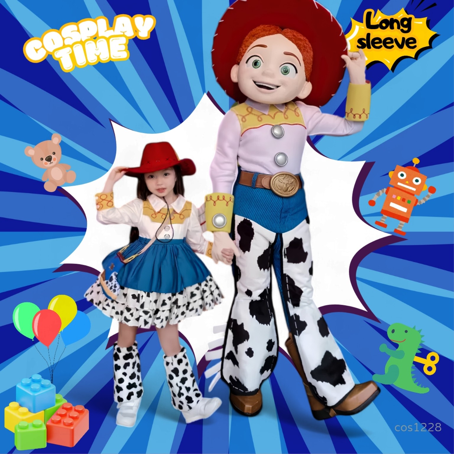 反斗奇兵 Toy Story 翠絲 Jessie 主題兒童牛仔女郎長袖 Costume 角色扮演服裝