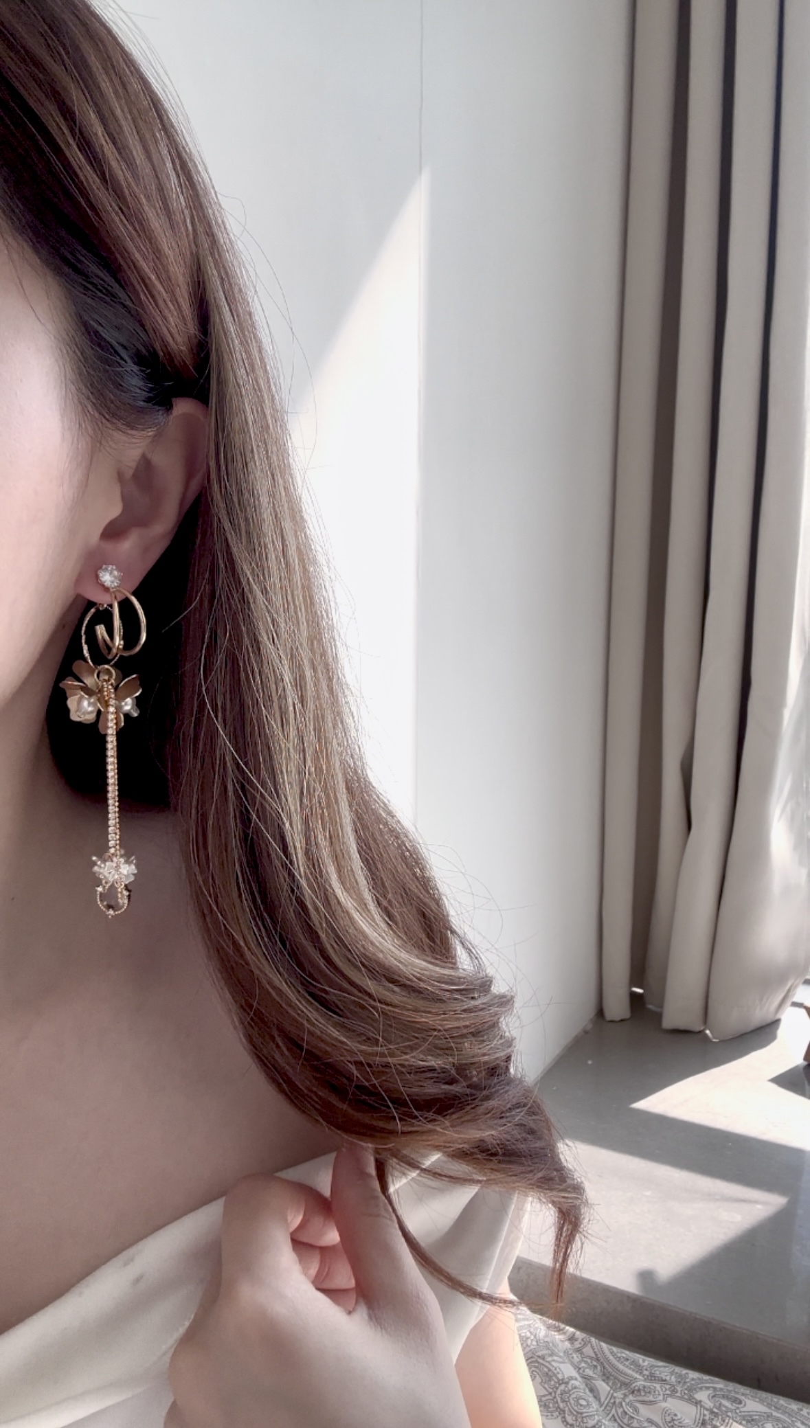 鑽戒花瓣水滴晶耳環💍