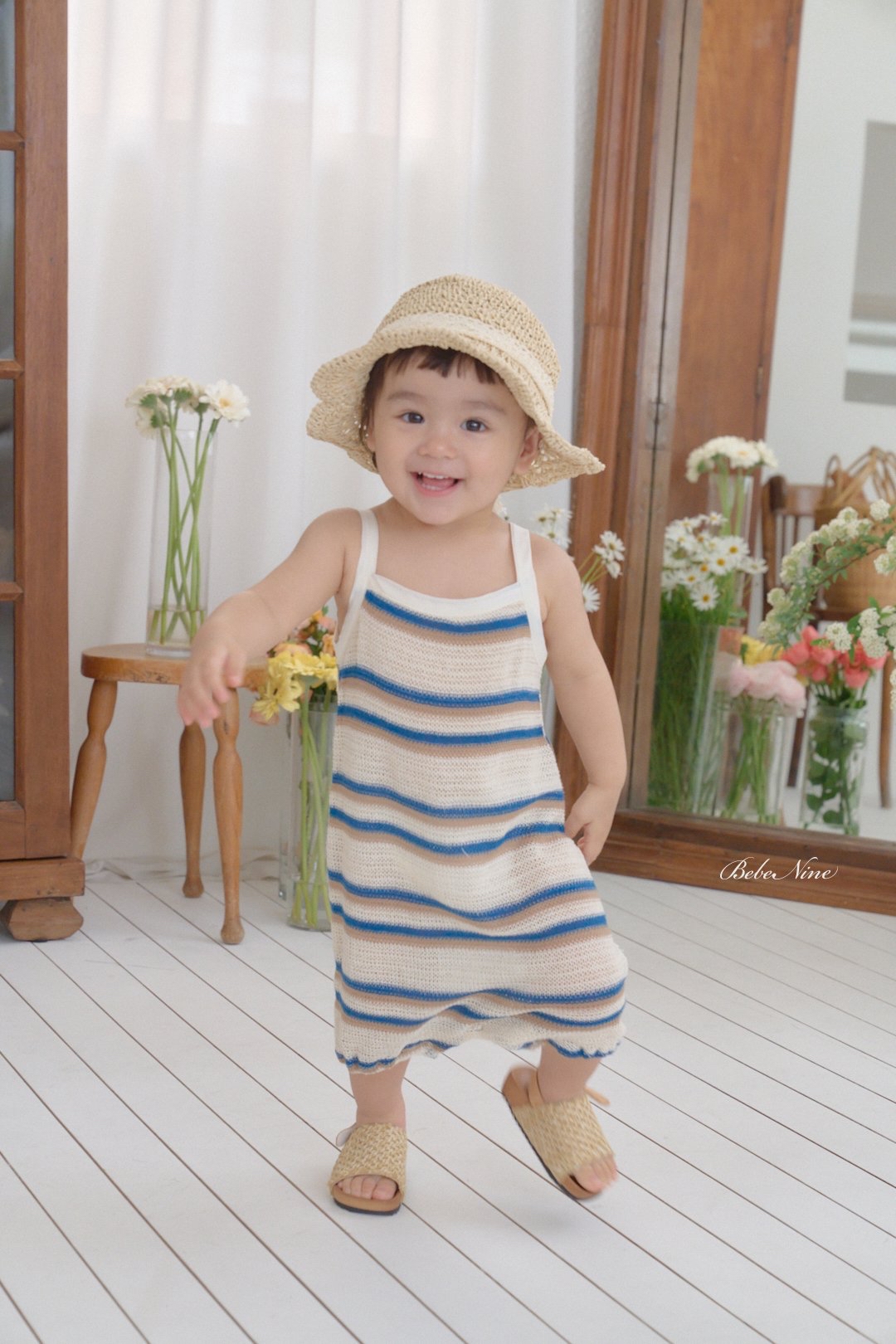 ☀️預訂 韓國直送☀️🇰🇷Bebenine兩色撞色條紋吊帶連身服