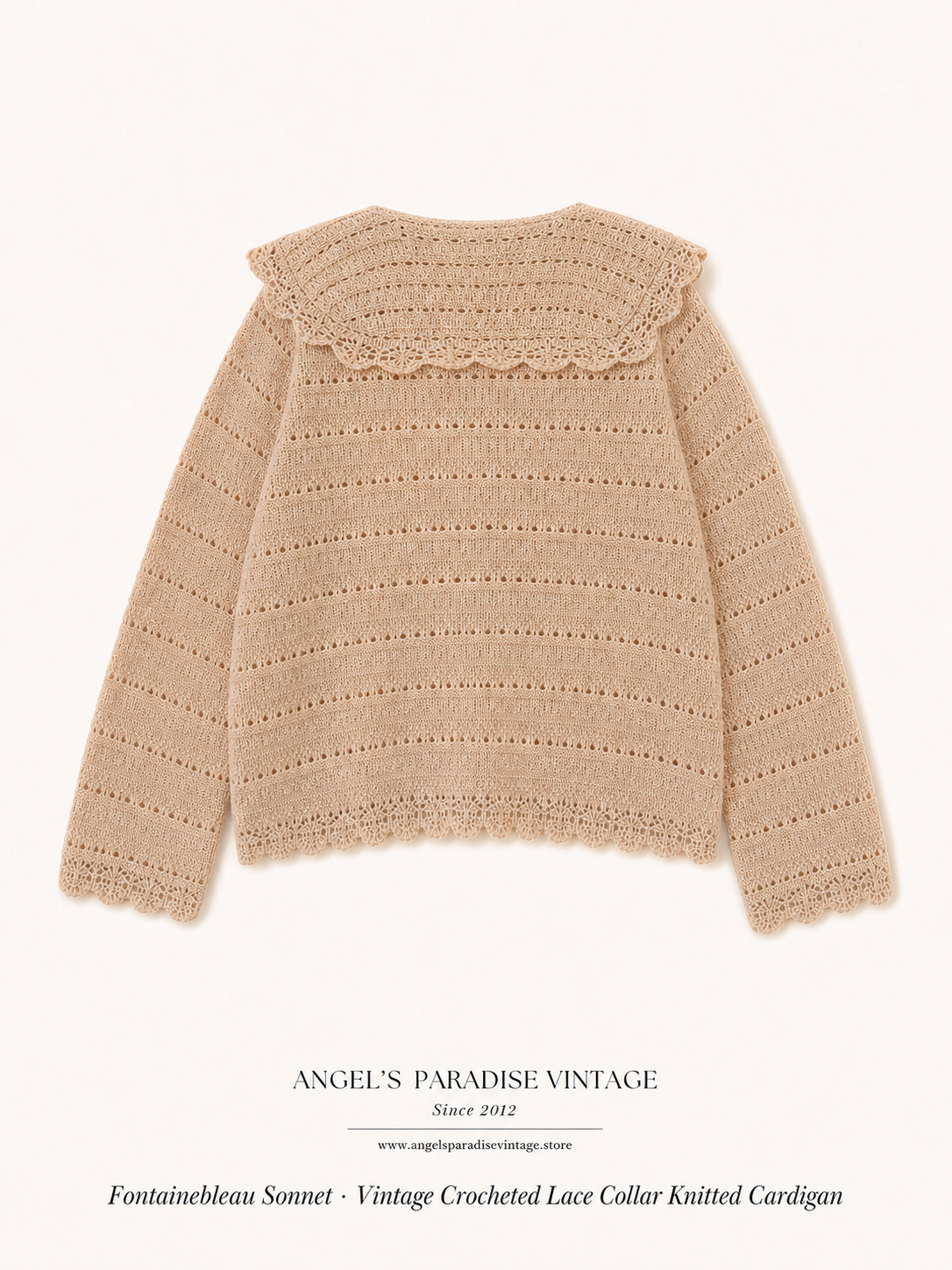 楓丹白露的詩篇 ∙ 鉤織立體拼花大翻領古董針織外套 Fontainebleau Sonnet ∙ Vintage Crocheted Lace Collar Knitted Cardigan