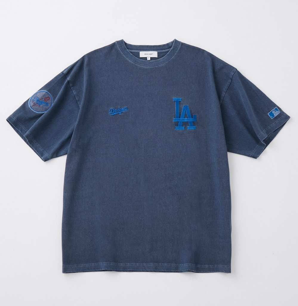 日本直送MLB刺繡T恤  MLB/美國職棒大聯盟 定製 徽章刺繡 復古加工短袖T恤男女可穿