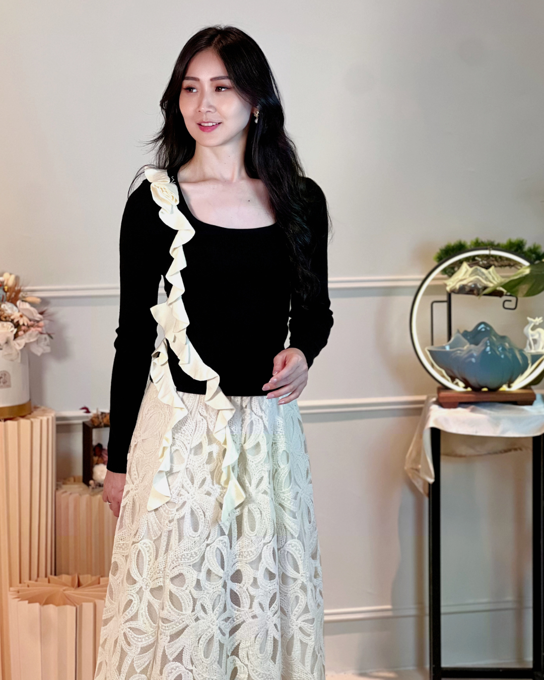 5109 Kristin Long Sleeve with Ruffle Blouse