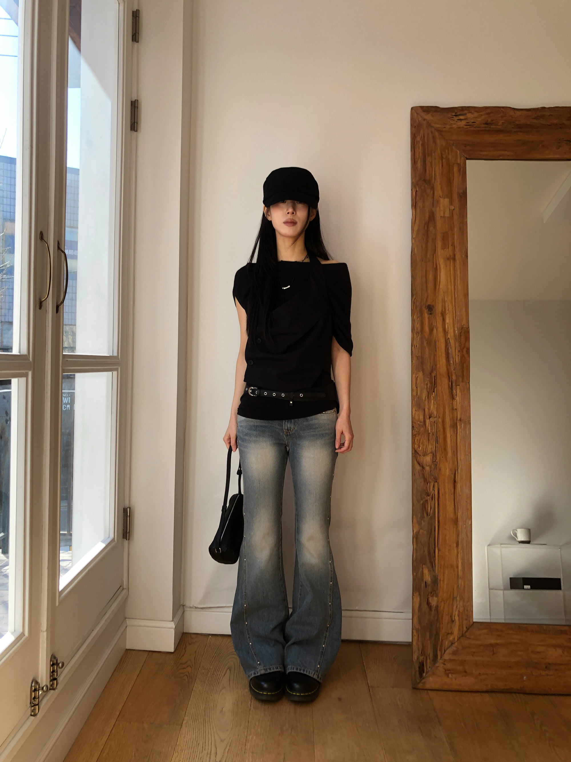 Studded Flare Denim Jeans