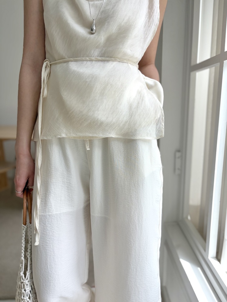 Draped Airy Blouse (Cream)