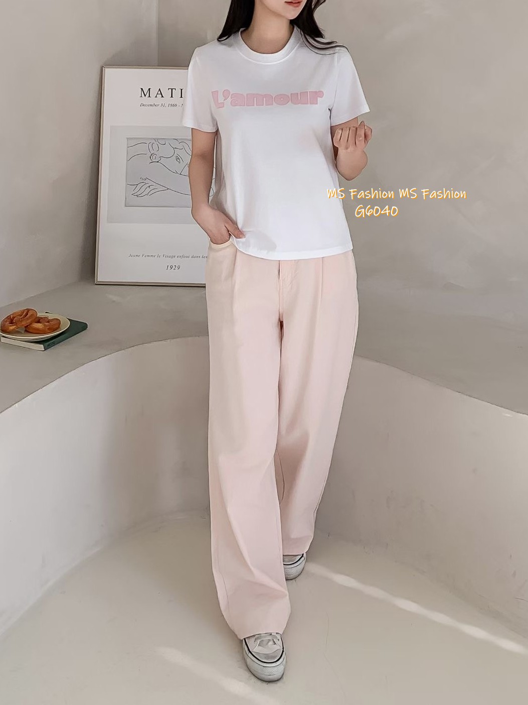 G6040 韓國🇰🇷拼色字母tee仔