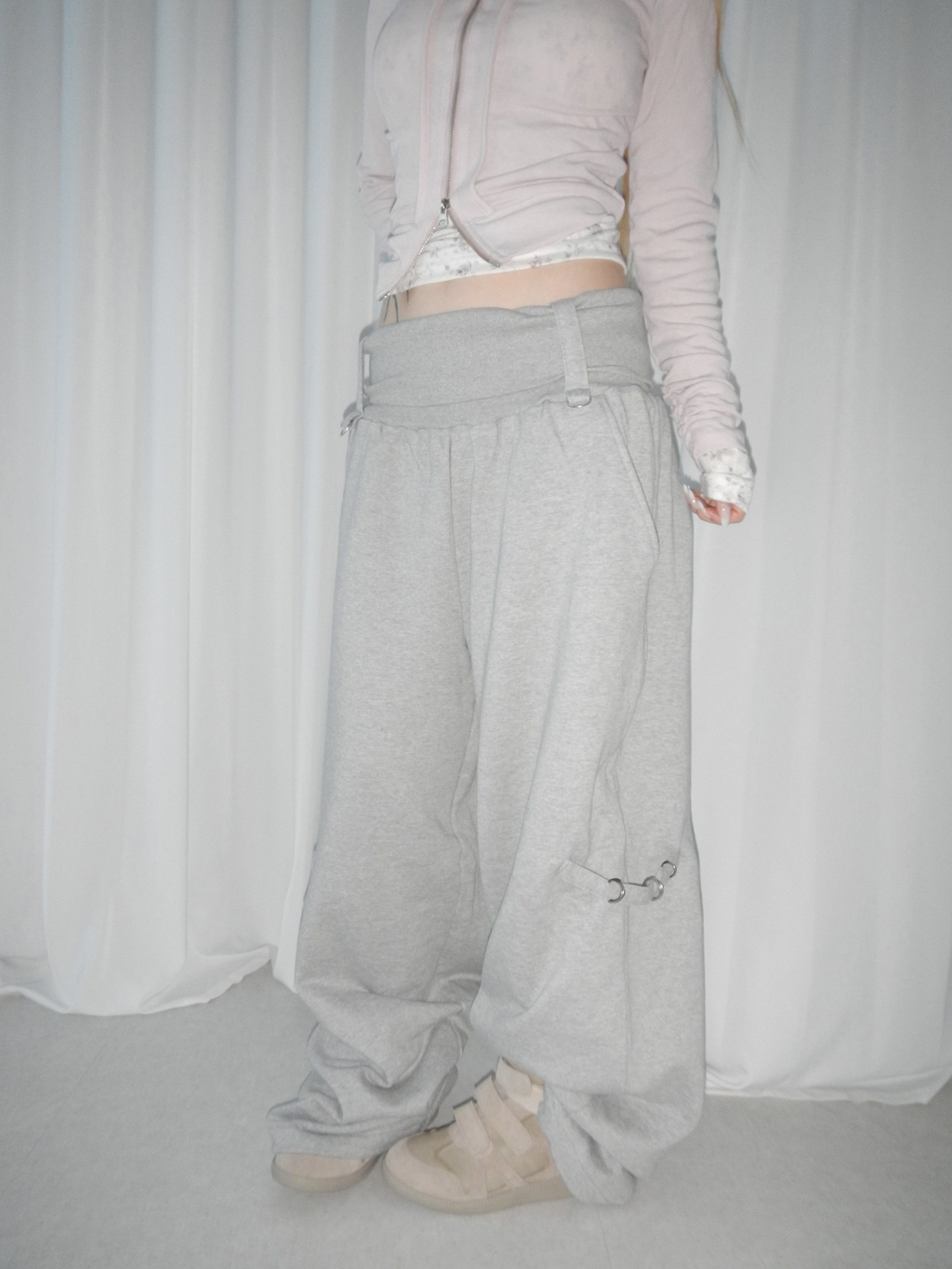 Foldover Wide-Leg Cargo Pants
