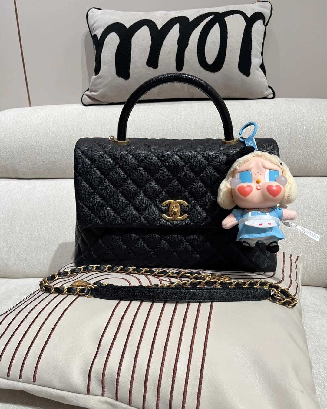 Chanel coco handle large黑色荔枝牛皮 100%Authentic ,99%new  ✅收據✅25card✅dust bag✅box