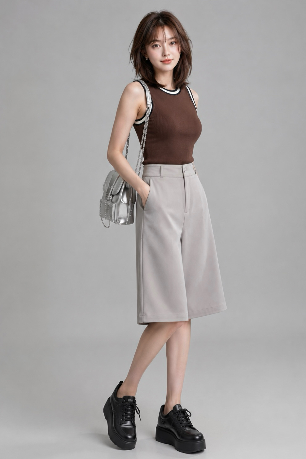 985679 Valerie Tailored Wide-Leg Culotte Pants