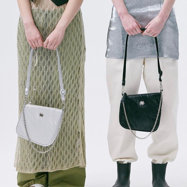 ☆JEDREFEB5☆ Slant Mini Chain Bag Black Silver JEDREFEB5 Slant Mini Chain Bag