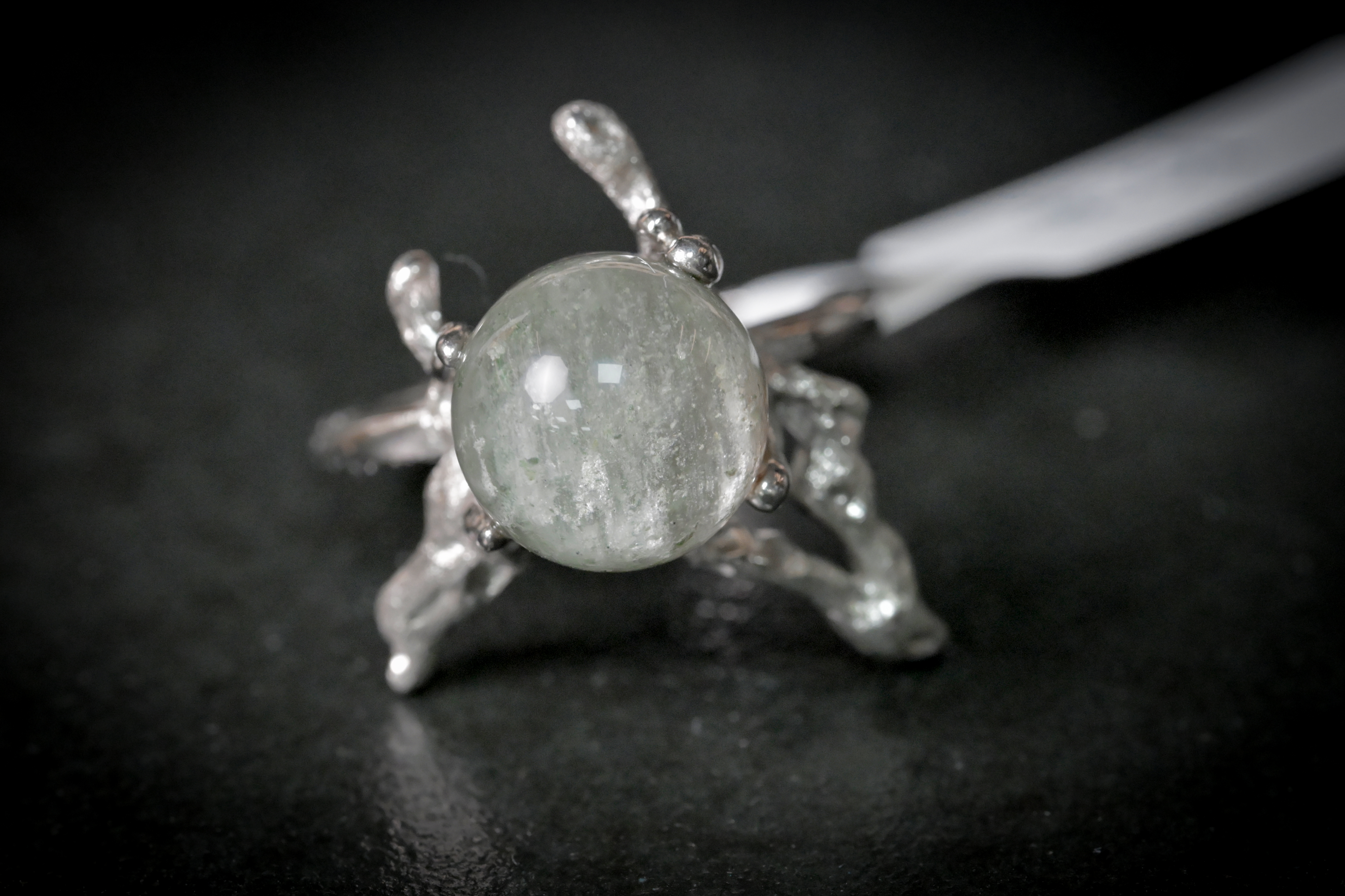 綠幽靈水晶純銀戒指 #031｜日信水晶 身心工房｜Green Phantom Crystal Sterling Silver Ring #031