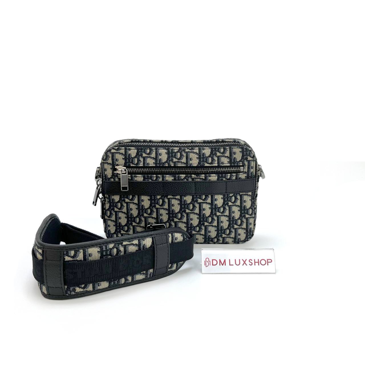 Dior Blue Oblique Safari Bag w/ Strap SHW
