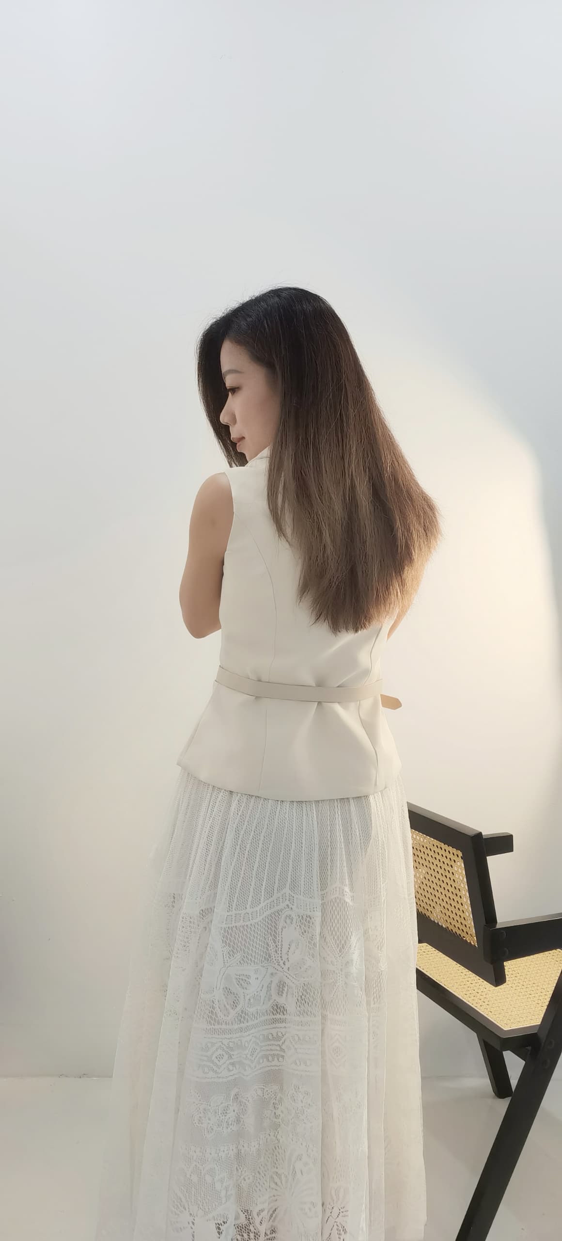 2966 PREMIUM VEST LACE DRESS SET 轻奢风Vest蕾丝半裙套装 