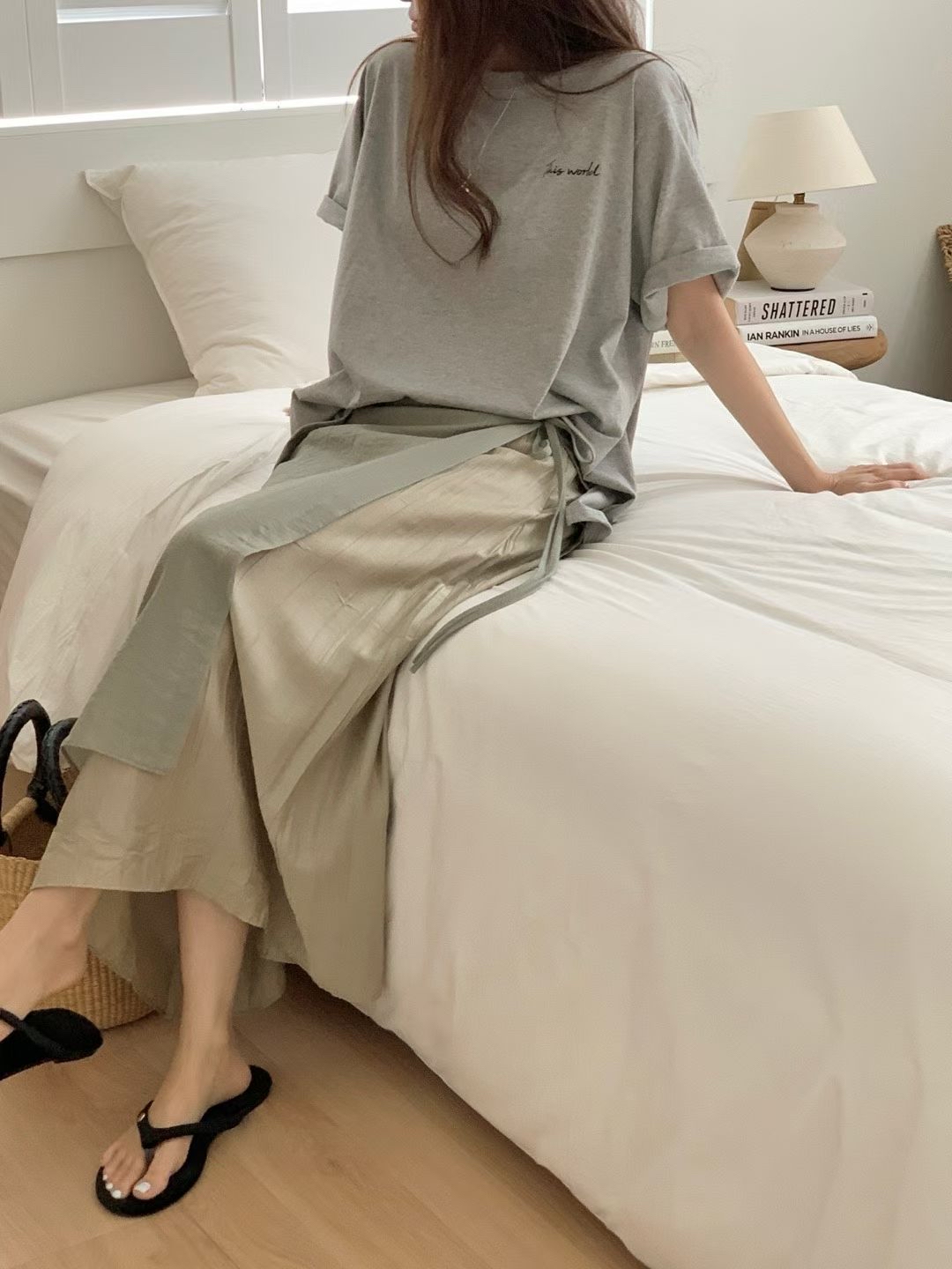 優雅layer裹身裙 輕盈綁帶中長裙
