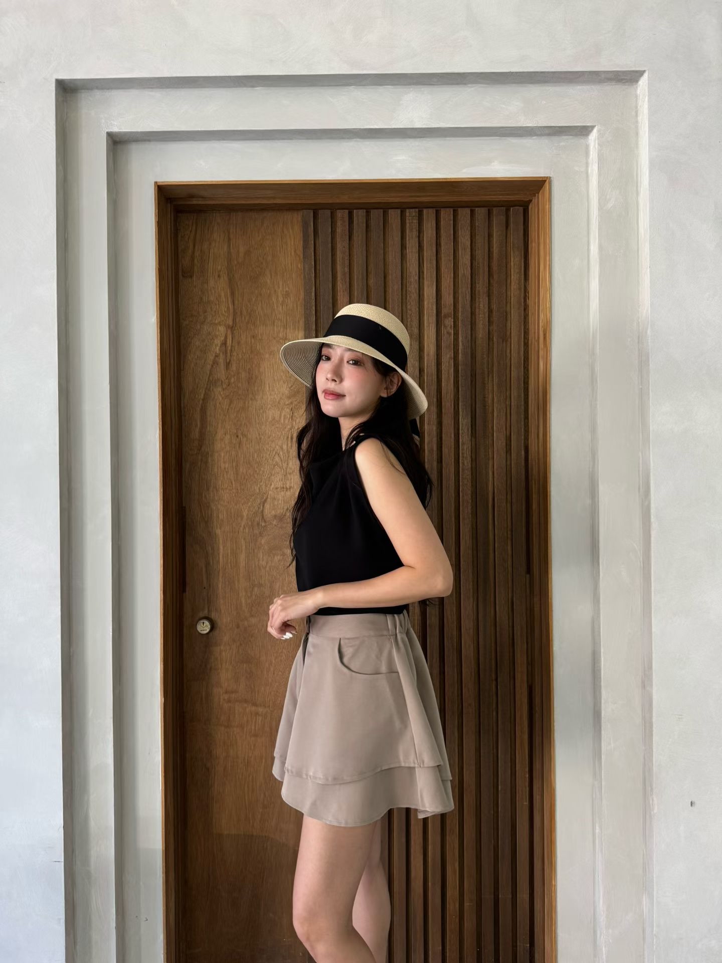 M21 肩章金扣垂墜感雪紡上衣