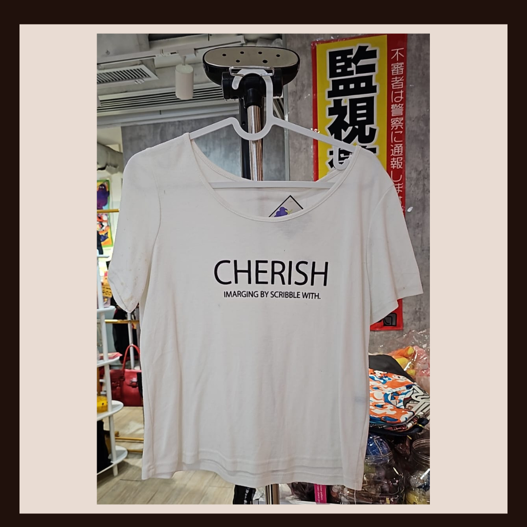 ✨ CHERISH 簡約字母純白短袖 T-shirt