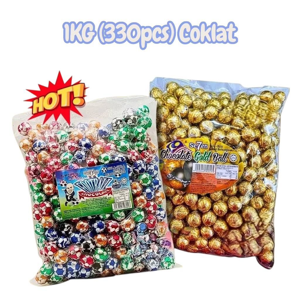 1KG (330pcs) Se7en Football / Goldball Coklat (HALAL)