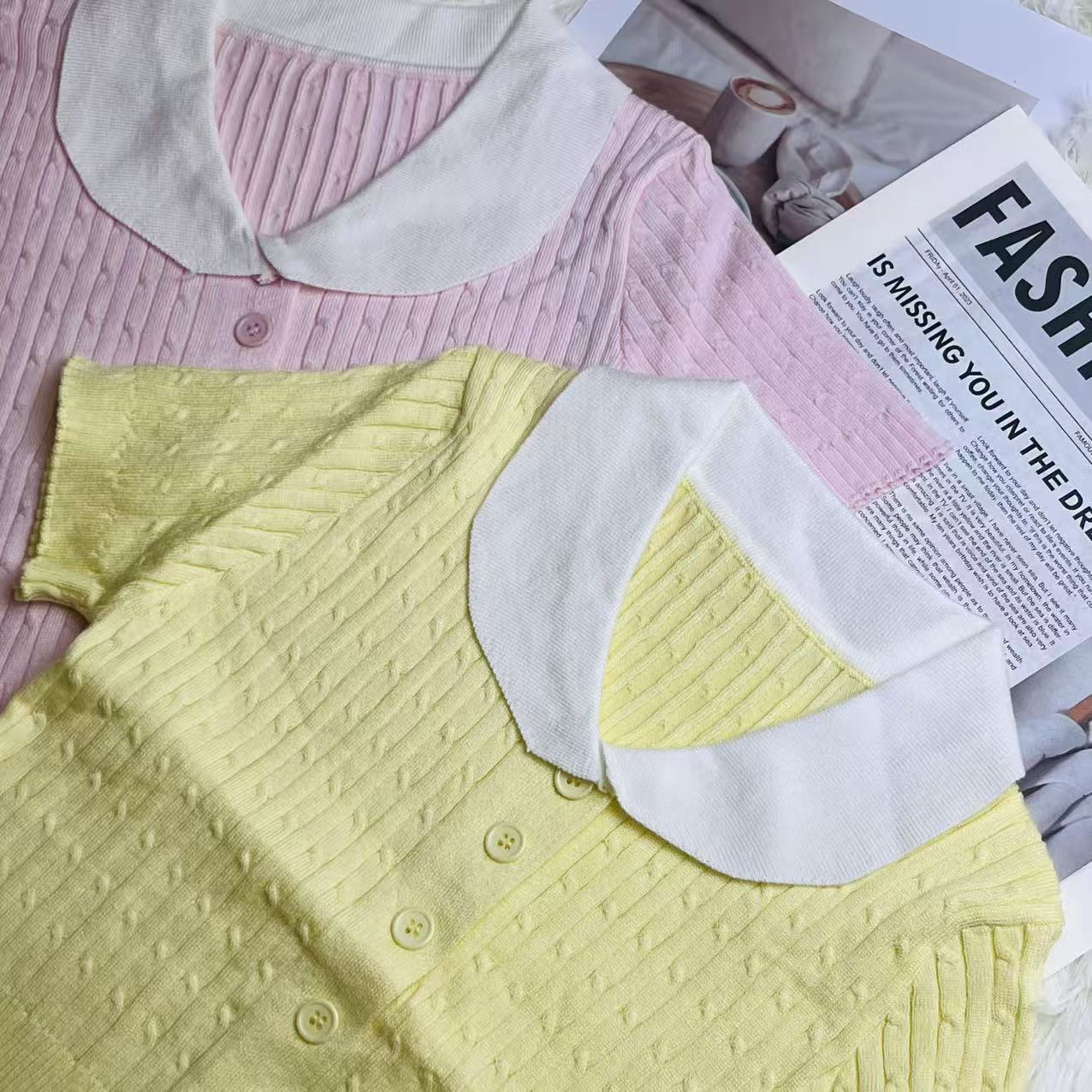 T20016#87057 [Knit Short Sleeve Top] Sweet Daily Style