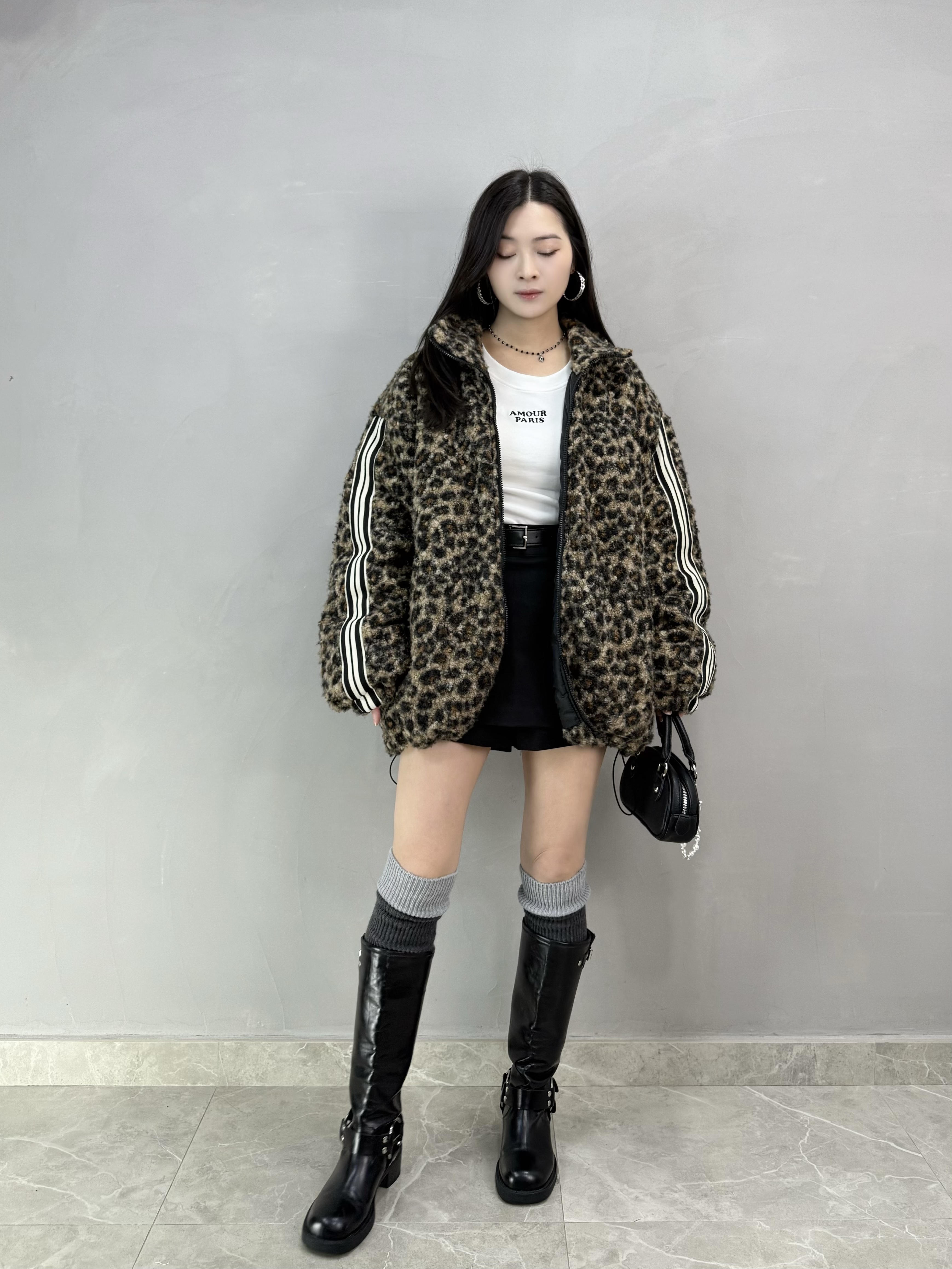 D75 豹紋夾棉褸