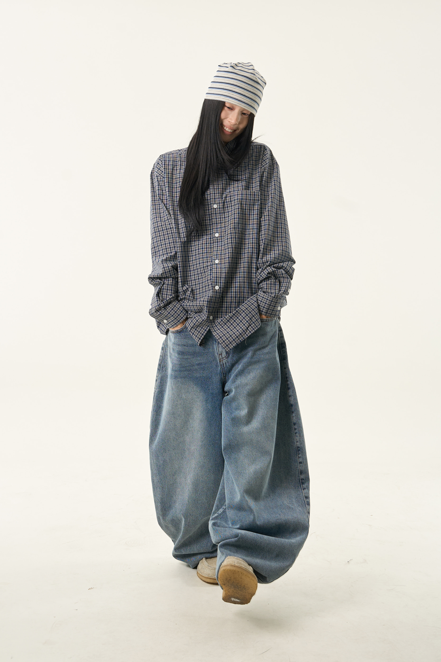 Oversized Plaid Cotton Shirt(Unisex)