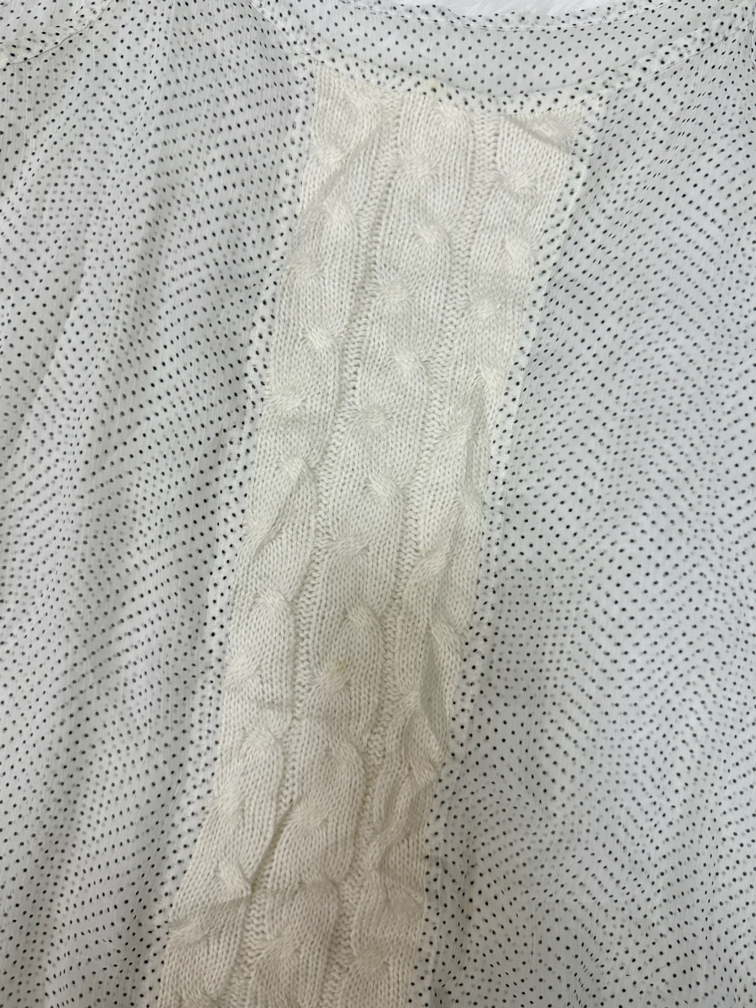 Sleeveless Polka Dot Dress with Cable-Knit Splicing