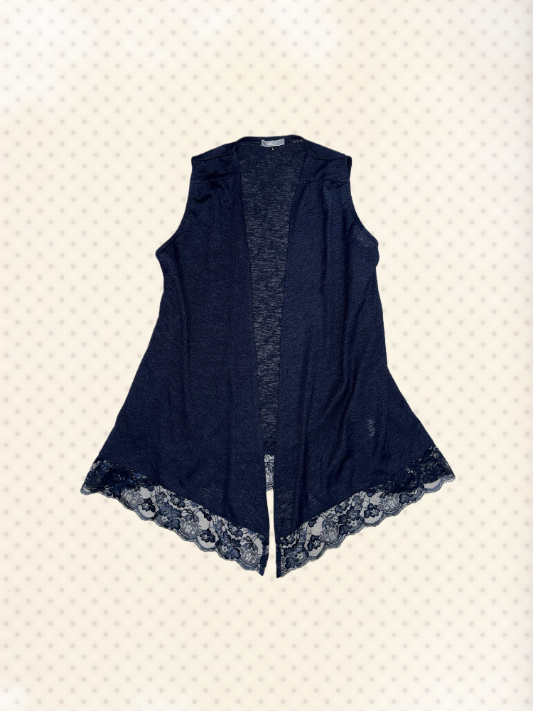 Open Front Lace Bottom Vest