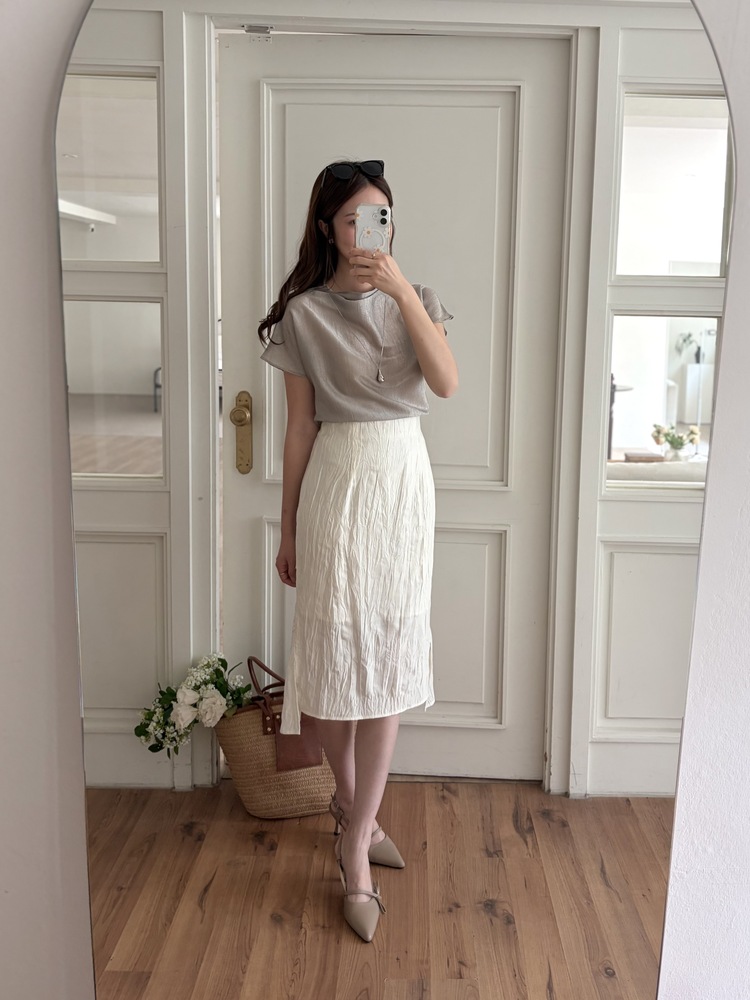 Crinkle Mermaid Skirt (Ivory)