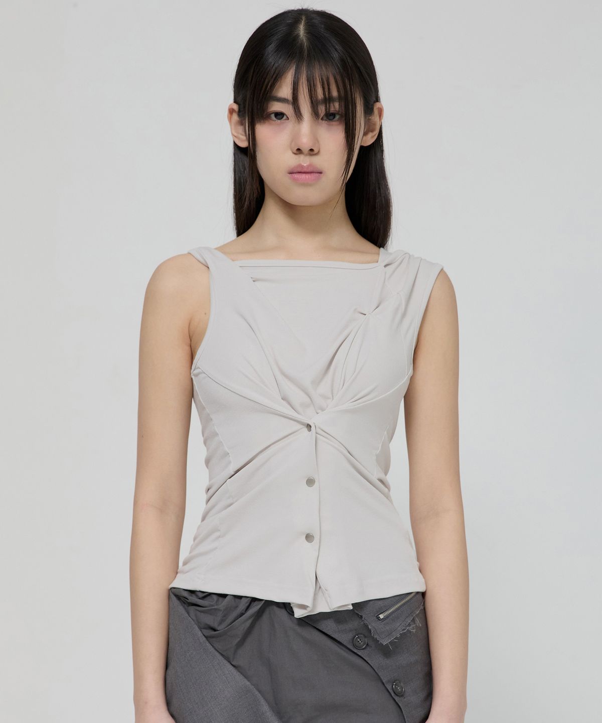 🇰🇷訂購｜FLARE UP 26SS｜Asymmetric Snap Hoodie 3色 