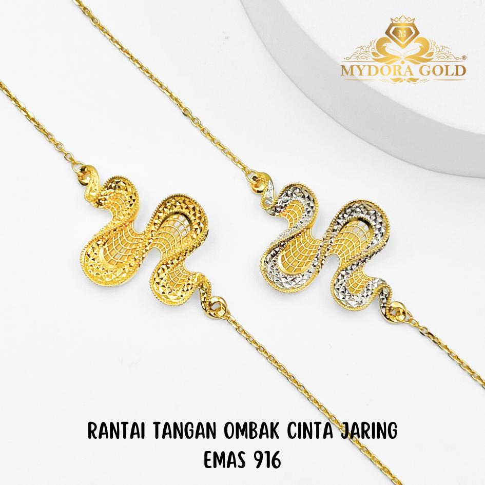 MYDORA Rantai Tangan Ombak Cinta Jaring EMAS 916/22k