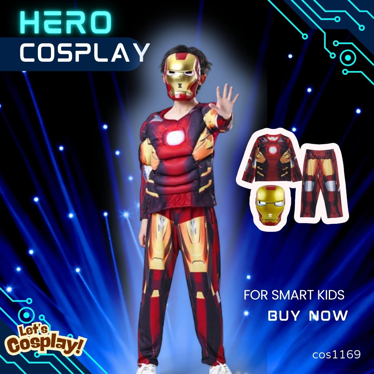 Iron Man 兒童服裝 （分體服） 超級英雄角色扮演服 Marvel Costume Lets Cosplay cos1169