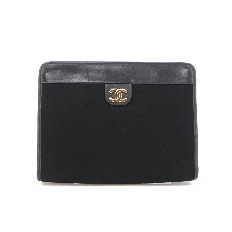 Chanel Quilted Coco Mark Cotton Clutch Bag