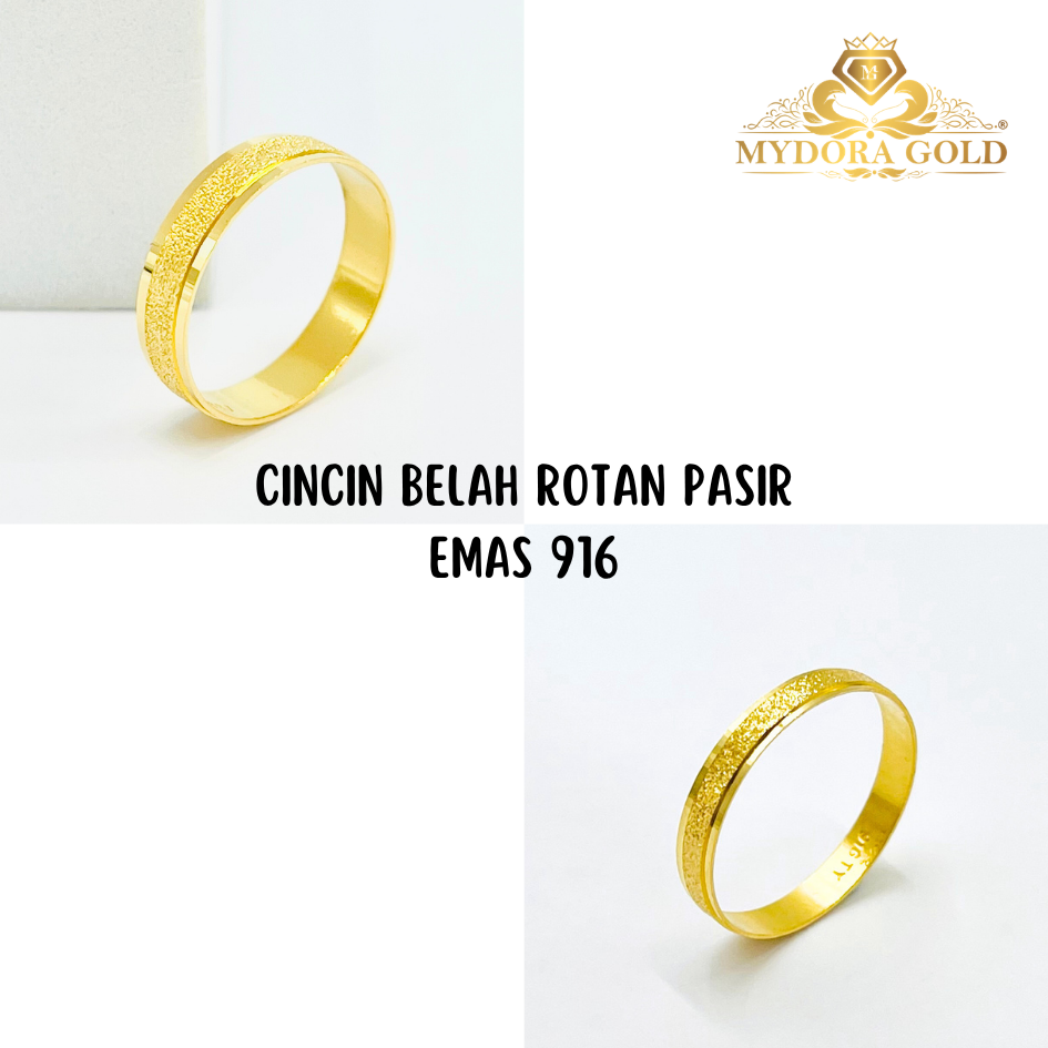 MYDORA Cincin Belah Rotan Pasir | EMAS 916/22K