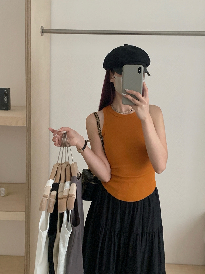 Plain Casual Tank Top 韩版休闲螺纹弹力背心（6 colours)