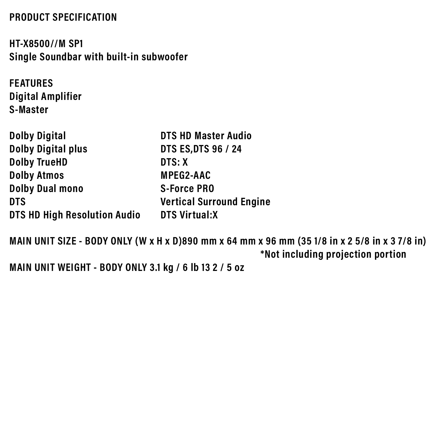 Sony 2.1ch Soundbar Dolby Atmos (HT-X8500)