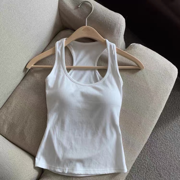 美拉德甜辣风性感露背外穿带胸垫吊带背心女