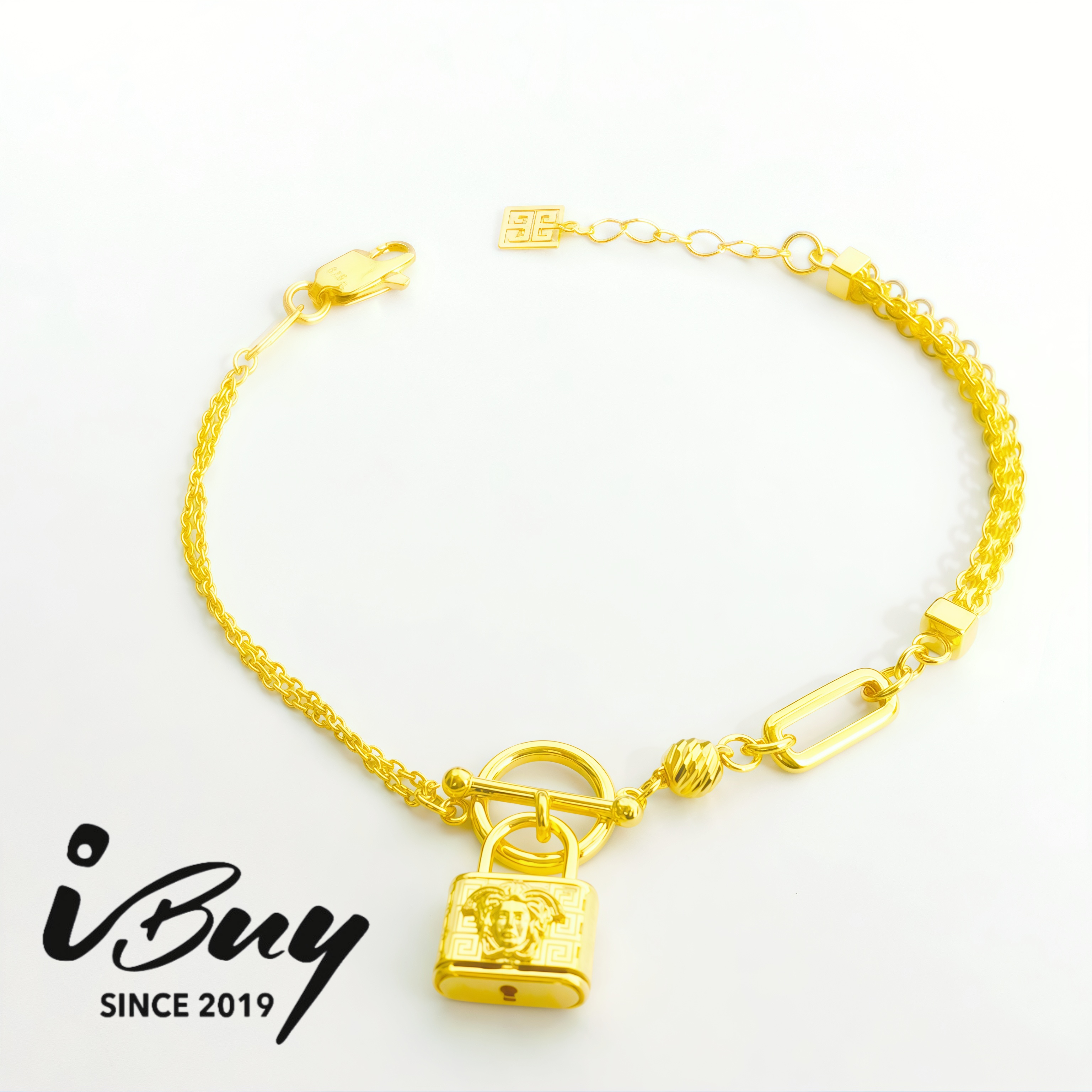 916 GOLD VSC LOCK AB TYPE MILAN BRACELET 916 金 VSC锁头混搭手链