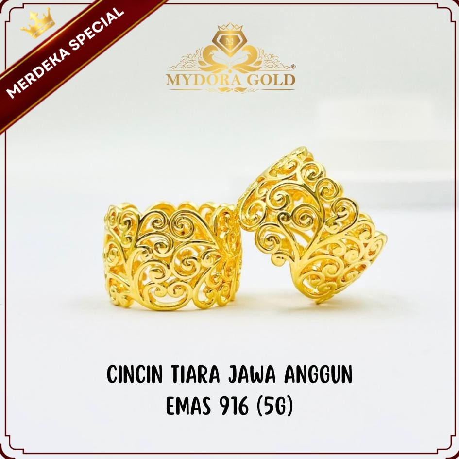 MYDORA Cincin Tiara Jawa Anggun (5G) l EMAS 916/22K