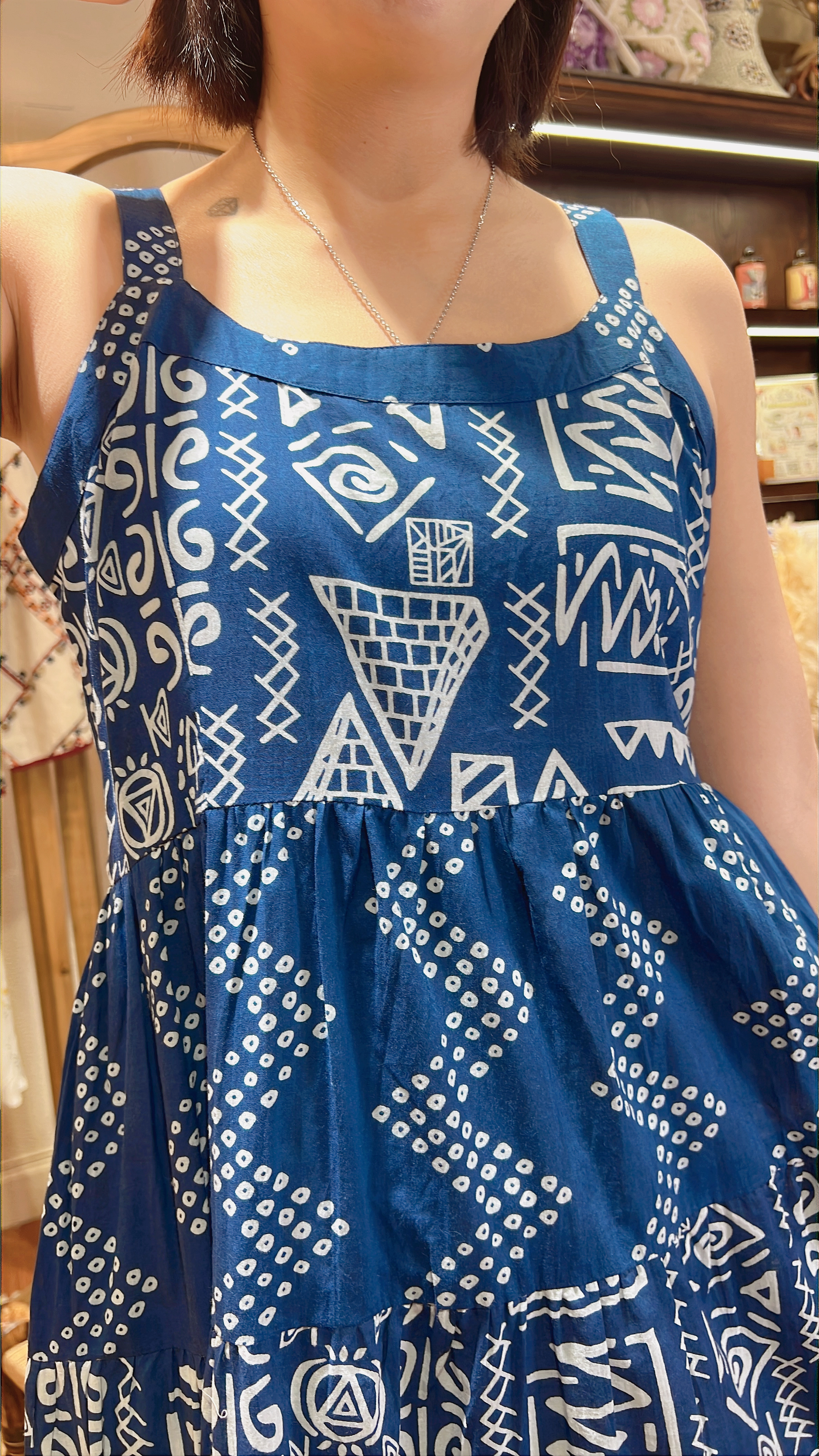 1966 Half Halter Blue 4 Layer Soso Sleeveles OP 45"