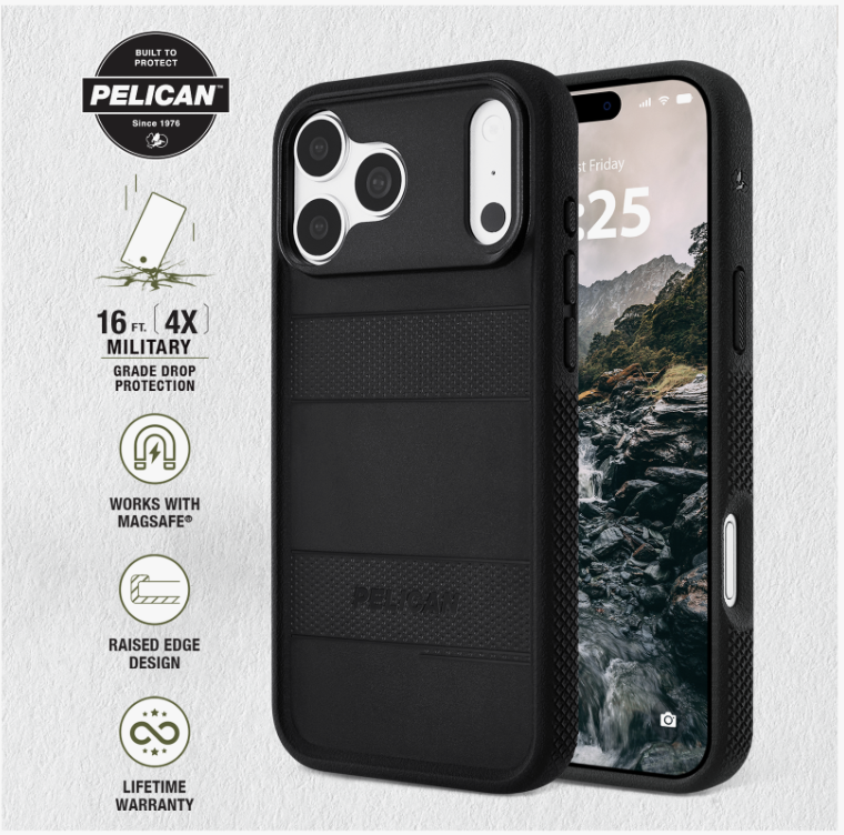 Pelican – iPhone 18 Pro Max / 17 Pro Max 手機殼 Protector Magsafe磁吸手機套 360°全包圍 軍規級防摔保護套 – 黑色
